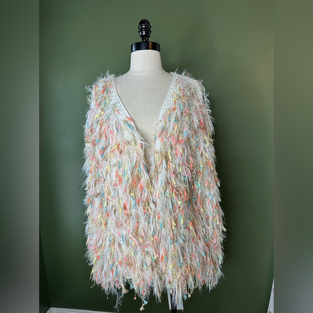 Colorful Fuzzy Knit Cardigan